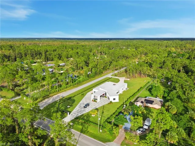 Bird's eye view of a heavily wooded area
