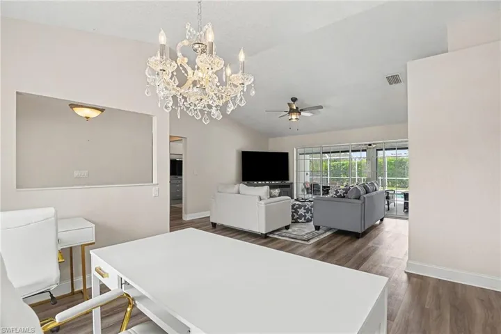 Formal dining area currently being used for an office space