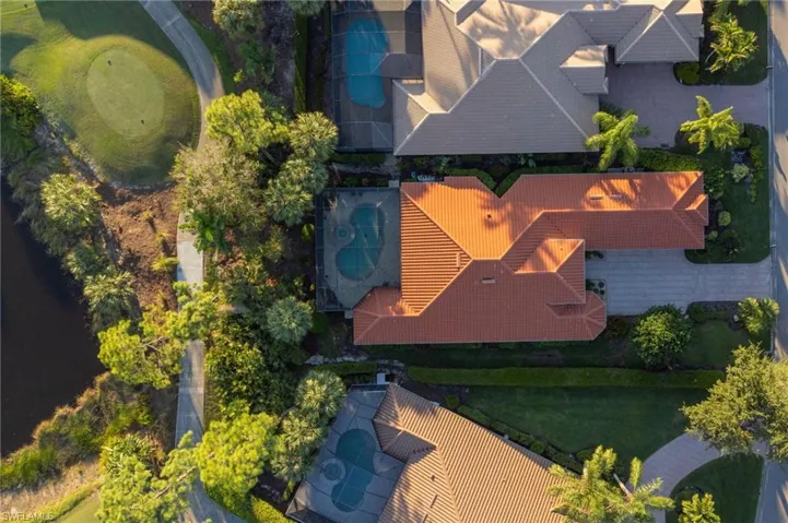 Aerial view of a pool