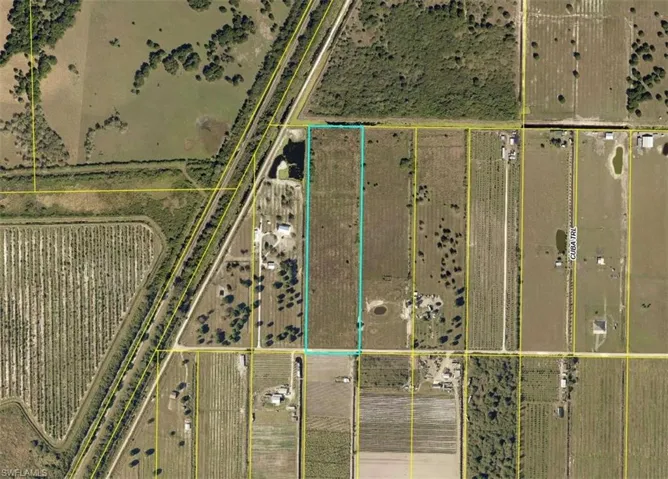Aerial Parcel Map. Displaying the property's boundaries and surrounding land features