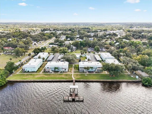 Bird's eye view of a nearby body of water