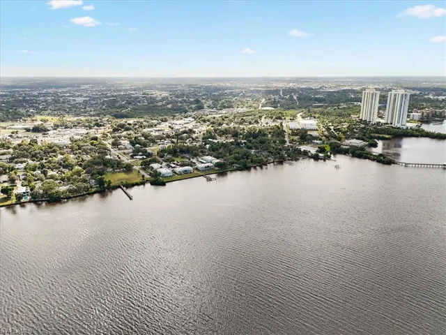 Aerial view of a large body of water