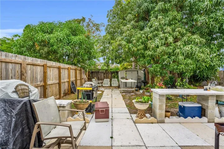 View of terrace with a shed