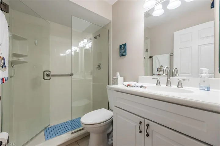 Guest bathroom with spacious glass shower