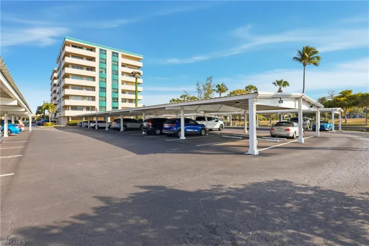 View of covered parking lot