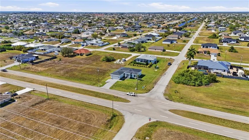 Aerial perspective of suburban area