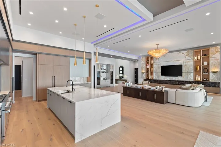 Exquisite marble waterfall countertop