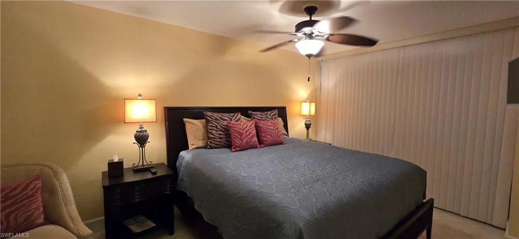 Bedroom featuring ceiling fan