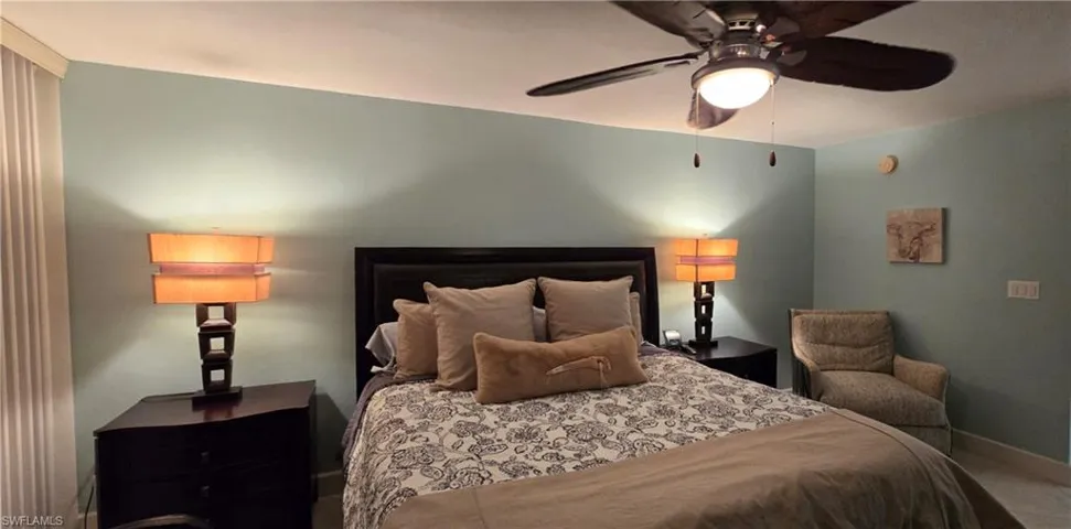 Bedroom featuring ceiling fan