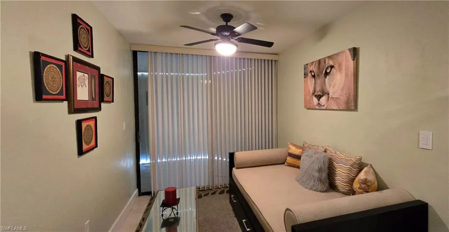 Bedroom featuring ceiling fan