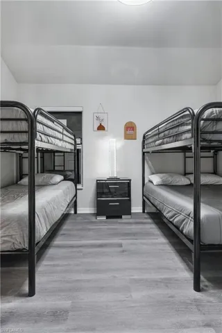 Bedroom with light wood-style flooring