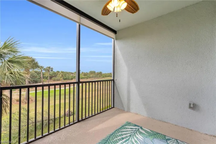 Screened lanai with ceiling fan