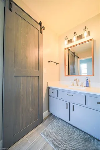 The Master Bathroom With A Brand New Barn Door For The Master Closet!