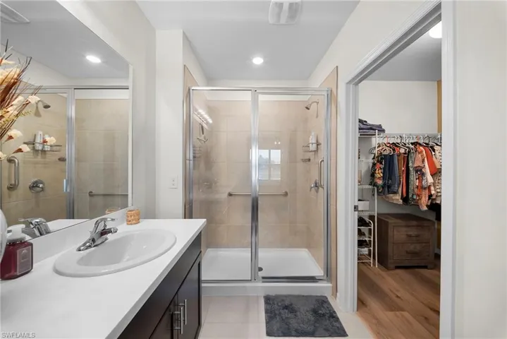 Master bathroom with walk-in closet