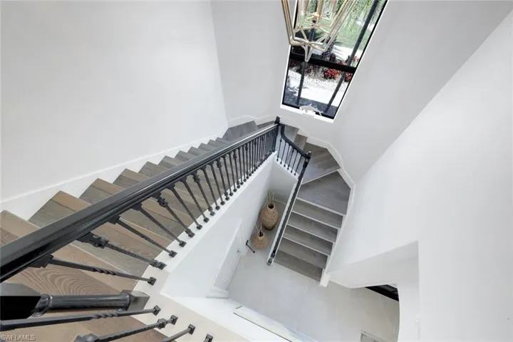Staircase with a high ceiling
