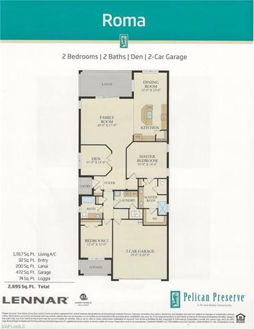 Roma Floor Plan with 2BR and 2 Bath Pus a Flex Room.