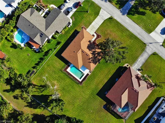 Aerial view of a pool area