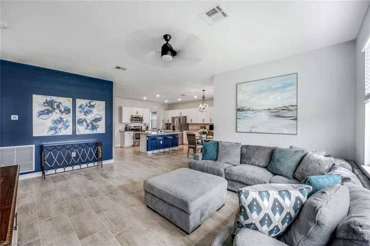 Living room with ceiling fan