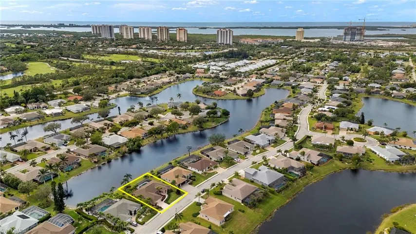Birds eye view of the home and surrounding neighborhood.