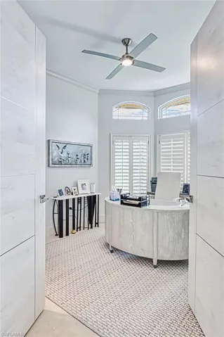 Office space with ceiling fan
