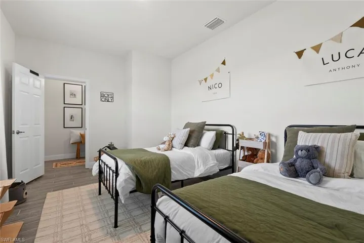 Bedroom with light wood-type flooring