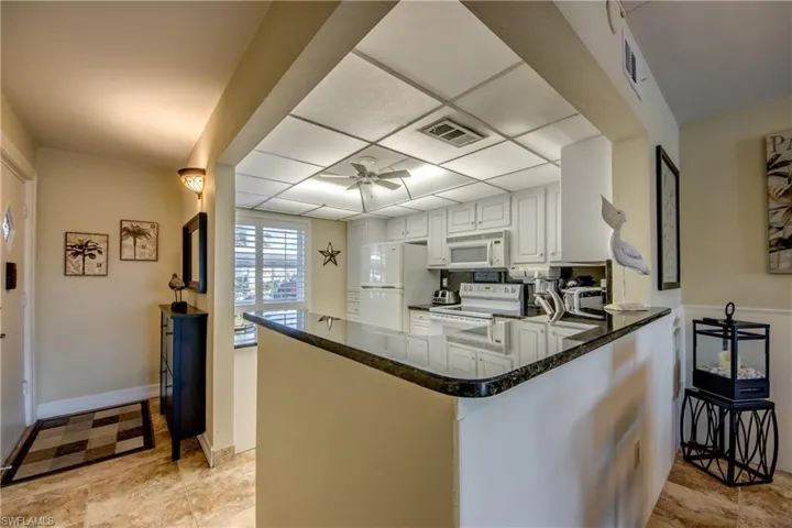 Beautiful granite counter is perfect for entertaining.
