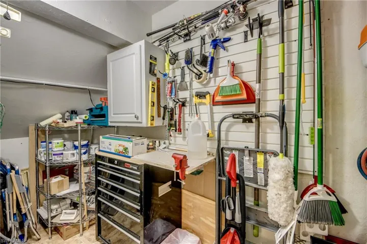 Workshop/storage closet has lots of room and is located within the unit.