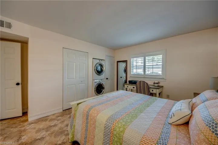 Yes, FULL-SIZED WASHER & DRYER are inside the unit! Front bedroom.