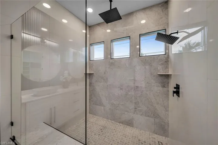Bathroom with a walk in shower