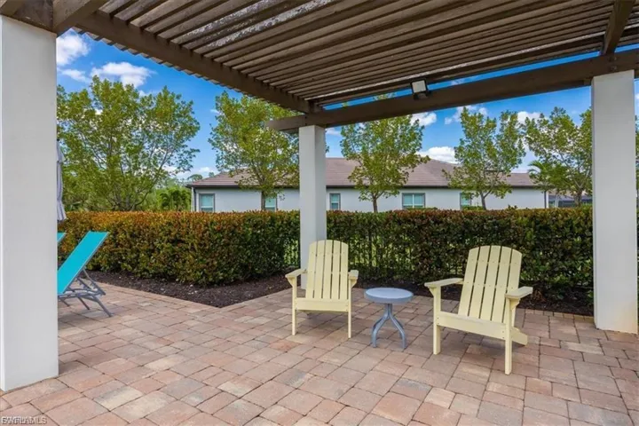 View of patio with a pergola