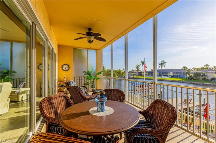 Large oversized lanai leaves plenty of room to dine and lounge while taking in the sunsets  as you watch boats navigate the Rubicon canal