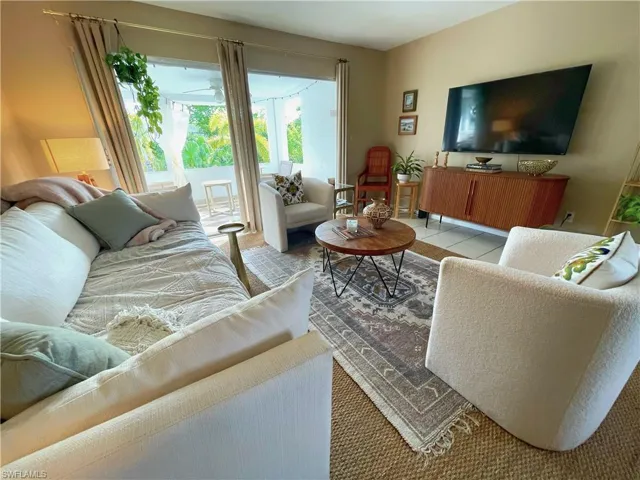 View of tiled living room