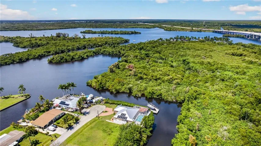 Aerial view of a large body of water