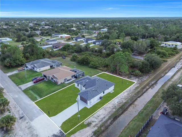 Aerial perspective of suburban area