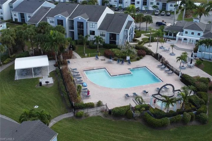 Drone / aerial view of a pool