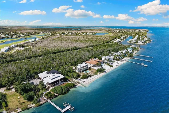Aerial view of a large body of water