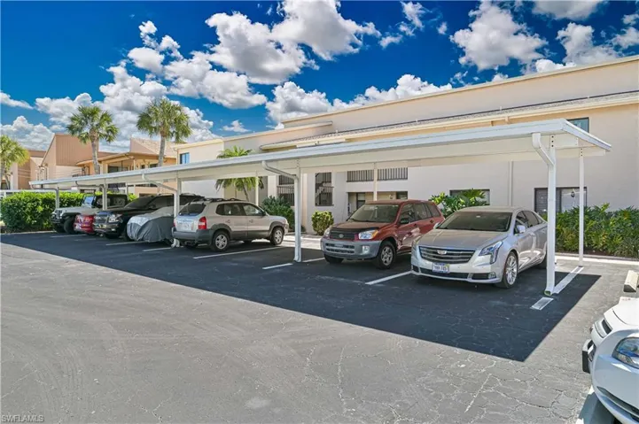 View of covered parking lot