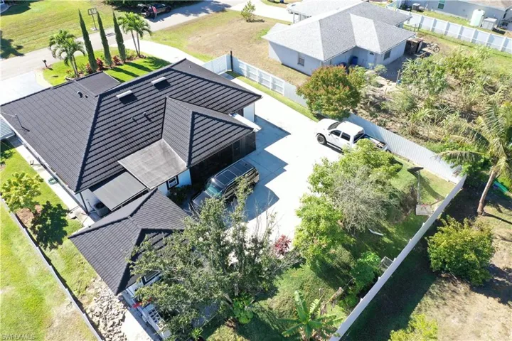 Aerial back view of the property