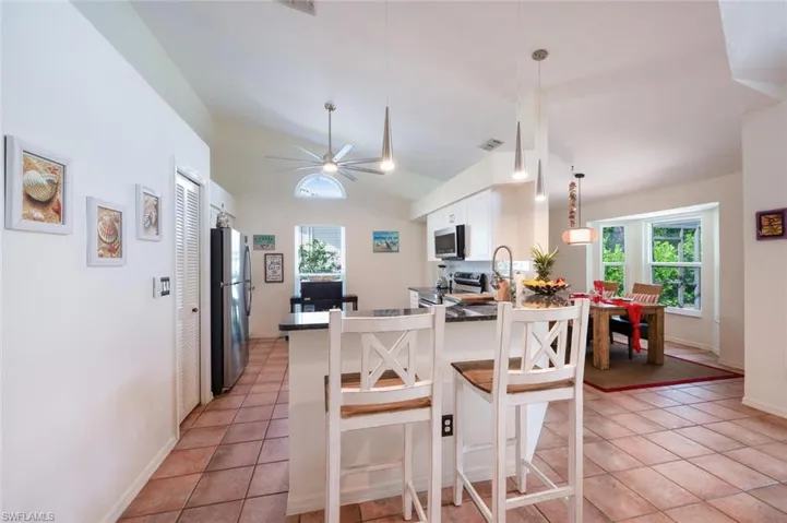 Breakfast bar with accent lighting
