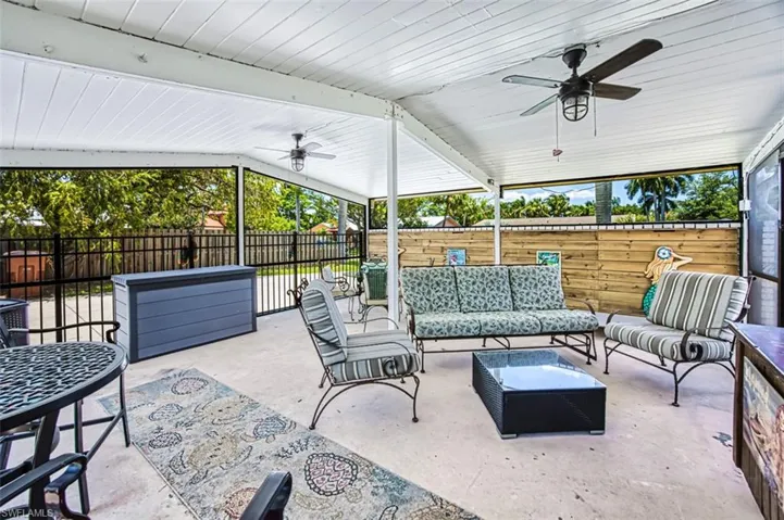 View of patio / terrace featuring outdoor lounge area and ceiling fan
