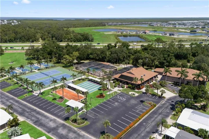 Bird’s eye view of Burnt Store Colony—showing proximity to the clubhouse, pool, and beautifully maintained community grounds.