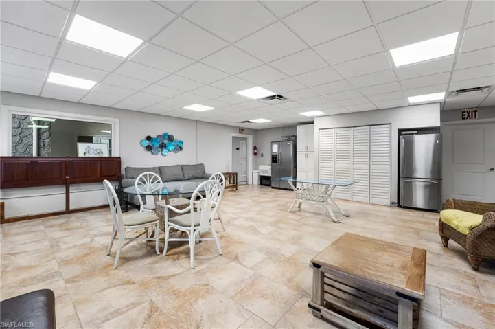 Dining space with a paneled ceiling