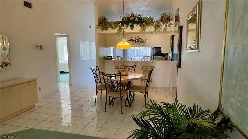 View of tiled dining area