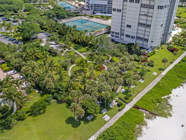 Drone / aerial view of apartment complex / building