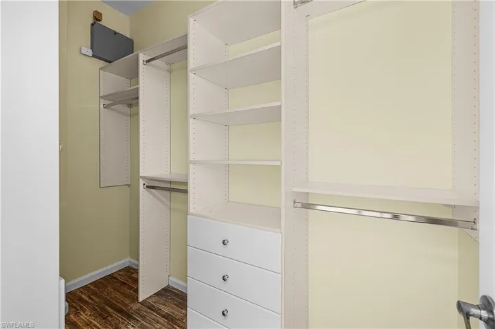 Spacious closet featuring dark wood finished floors
