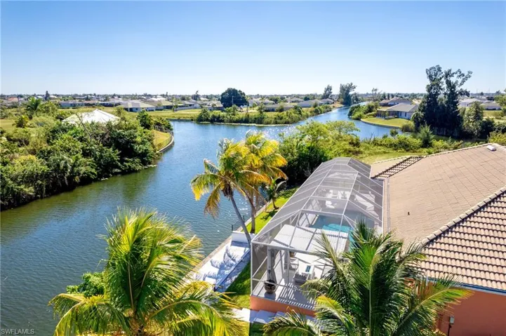 Bird's eye view of a nearby body of water