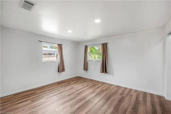 Primary bedroom is privately tucked away on the northern side of the home.