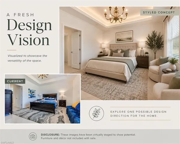 Virtually staged primary bedroom