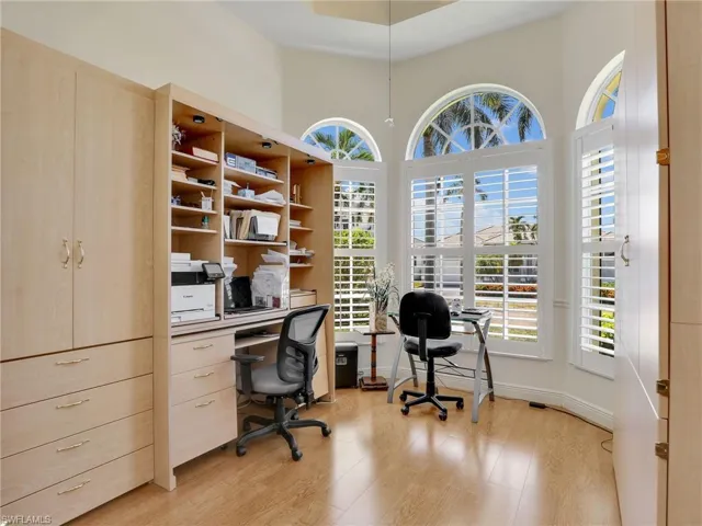 Office featuring light wood-style flooring and baseboards