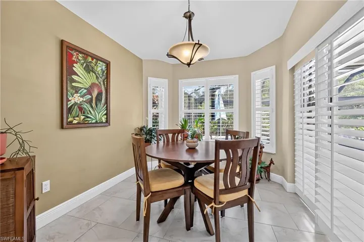 Breakfast nook with plantation shutters